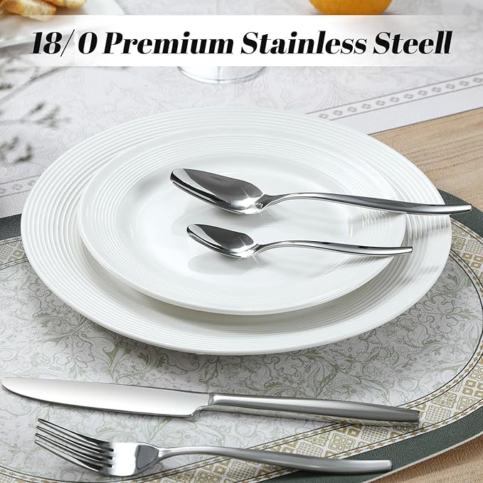 Silverware Set for 4, 20-Piece Flatware Set Cutlery Set,Premium Stainless Steel,Tableware Include Forks Knives Spoons for Kitchen, Home, Wedding, Party, Mirror Polished and Dishwasher Safe