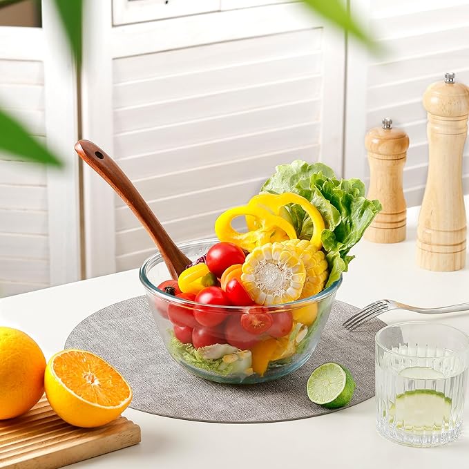 NUTRIUPS Glass Bowls Set Cereal Bowl Glass Salad Bowls Small Bowl for Kitchen (50oz-2pcs with lids)