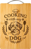 Bamboo Cutting Board, Personalized Dog Lover Gift, Handmade Kitchen Decor – Cooking with My Dog (Shih Tzu)