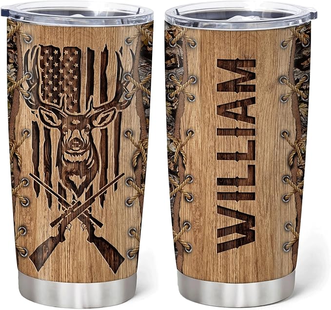 Hyturtle Personalized Hunting Gifts For Men - Deer Hunting Tumbler 20Oz Travel Coffee Mug Stainless Steel- Fathers Day Gift For Dad Him Boy Husband From Son Wife- Birthday Christmas Gifts For Hunters