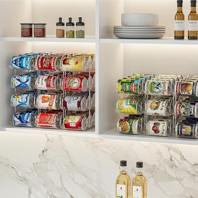 Stackable Soda Can Organizer for Refrigerator, Soda Can Dispenser Water Bottle Organizer, Fridge Organizer & Stackable Drink Organizer for Fridge(4 Tier - Hold 12)