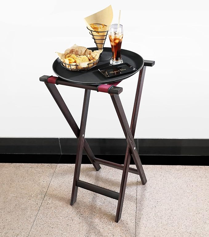 New Star Foodservice 20021 Mahogany Finish Solid Birchwood Tray Stand, 31-Inch, Brown