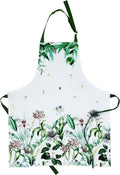 AMOUR INFINI Cotton kitchen Aprons with Adjustable Strap & Waist Ties for Baking Cooking Gardening Spring Apron (Floral Shrubs- 27.5 x 33 Inches)
