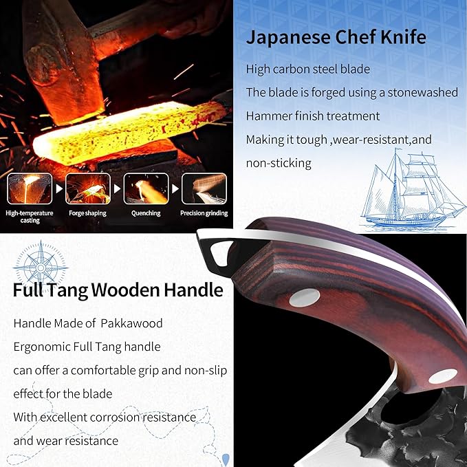 XYJ Full Tang 12 Inch Long Knife Finger Hole Design Stainless Steel Extra Long Blade Ergonomic Wood Handle Japanese Chef Vegetable Knife For Cutting Cake Watermelon Brisket