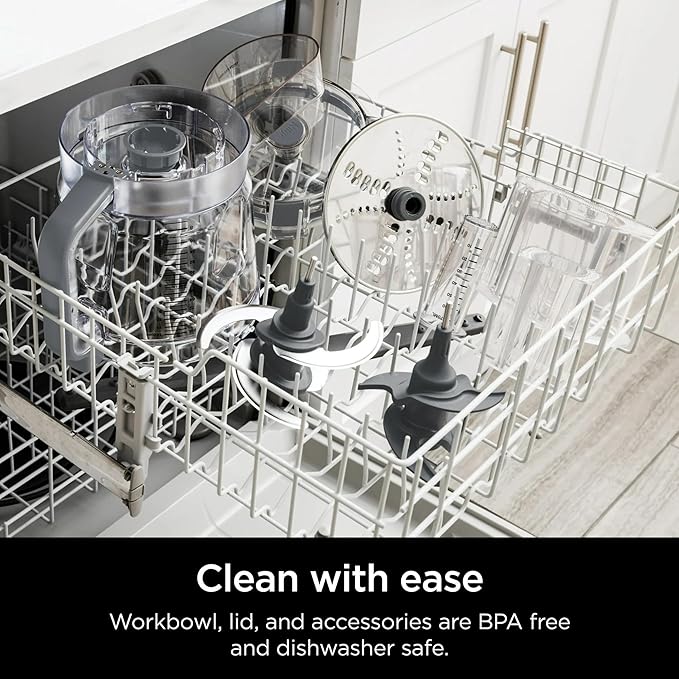 Ninja® Professional XL Food Processor – Powerful 1200-Watt Motor, XL 14-Cup Capacity, Auto-iQ Preset Programs, Precision Blades, Dough Mixer & Slicer, BPA-Free, Dishwasher Safe Parts, Silver/Black