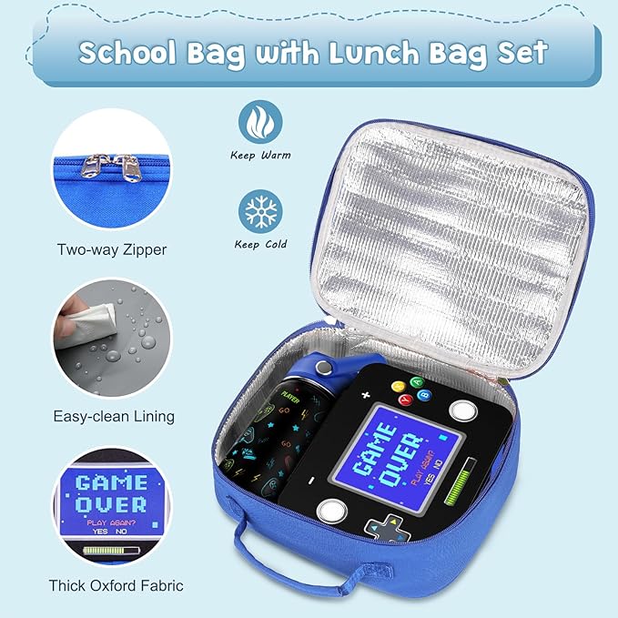 Bevalsa Kids Bento Lunch Box with 6 Compartment, Stainless Steel Metal Water Bottle, Insulated Bag & Utensils, BPA-Free Leakproof Food Container for School Boys Girls, Back To School Gift