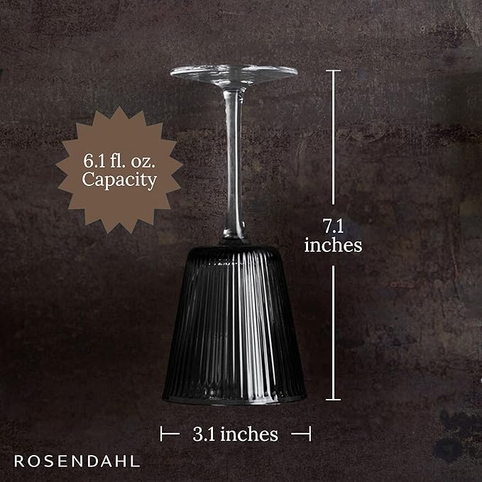 Rosendahl Grand Cru Nouveau Stemmed Wine Glasses Set (Set of 2), 6.1 Fl. Oz. - Elegant Lead-Free Crystal, Dishwasher Safe, Modern & Classic Design for Red & White Wine (Smoke)