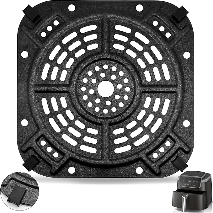 GCQ Air fryer Accessories for Ninja 5QT 4 in 1 Pro AF141, 8.5''×8.5'' Air Fryer Grill Pan Grill Plate Crisper Plate Replacement Parts Tray Rack for Ninja 5QT 5 in 1 Air Fry Max AF142, Dishwasher Safe