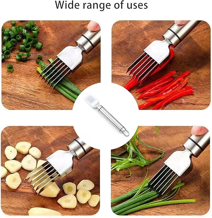 PCTC Stainless Steel Chopped Green Onion Knife, Kitchen Tool Slice Cutlery Vegetable Cutter Sharp Scallion Cutter Shred Knife, for Kitchen Cutting Vegetables Onion Garlic Slicing Tool（1 Pack）
