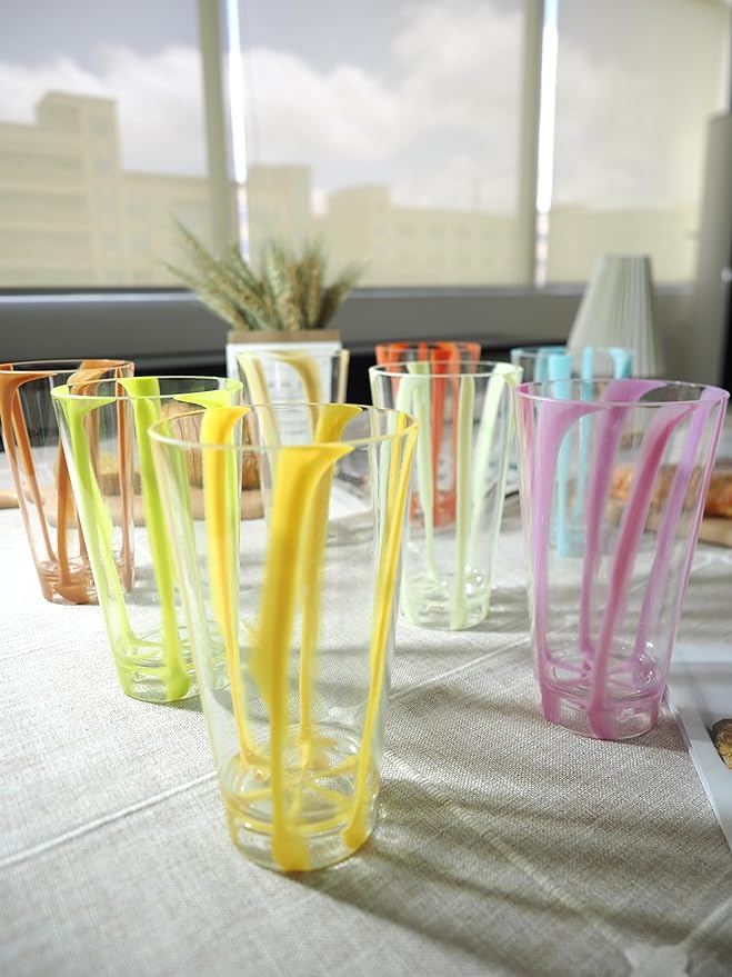 22 oz Plastic Drinking Glasses, Parties Tall Tumblers, Premium Quality Durable BPA-Free Water Tumblers, Dishwasher-Safe, Stackable Cups (Set of 8, Gift Box)
