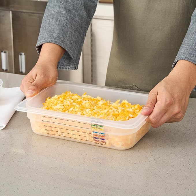 Restaurantware Food Pans Pack of 10 Plastic Rectangle Food Containers 1/4 Size with Traceability Label, Storage Containers Dishwashable Hot Cold Friendly for Restaurants Buffet Commercial Use