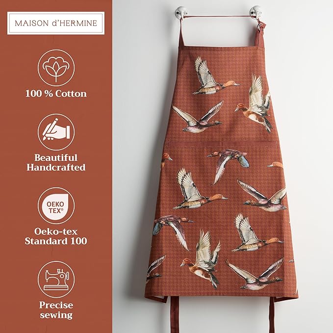 Maison d' Hermine 100% Cotton Apron for women with Pocket Kitchen Chef Apron for Men Cooking Gardening Server Waitress
