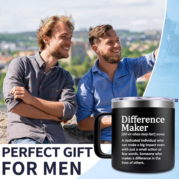 Fufendio Thank You Gifts for Men - Difference Maker Mug 14oz for Employee - Christmas, Birthday Gift for Men - Appreciation Gifts for Coworker, Teacher, Boss, Assistant Principal