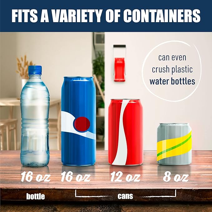 Mckay 16 Oz. and 12 Oz. Metal Can Crusher, Heavy-Duty Wall-Mounted Smasher for Aluminum Seltzer, Soda, Beer Cans and Bottles for Recycling, Gadgets for Home (Red)