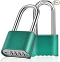 2pcs Combination Lock, 4-Digit Heavy Duty Combo Lock, Combination Padlock Outdoor Waterproof Gate Locks for Outdoor Fence, Locker, Sheds, Gym, Gate Hasps (2pcs, Long Shackle, Green)