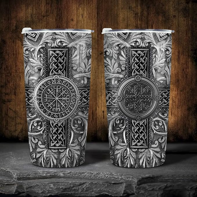winorax Viking Gifts For Men Dad Nordic Vikings Tumbler 20oz Stainless Steel Insulated Tumblers Coffee Travel Mug Cup Gift For Fathers Day Birthday Christmas