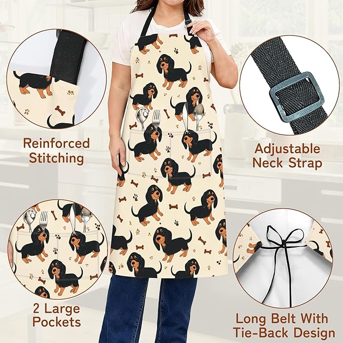 Apron with Pockets for Women, Adjustable Kitchen Cooking BBQ Chef Apron, Gifts for Mom Birthday, or Holidays