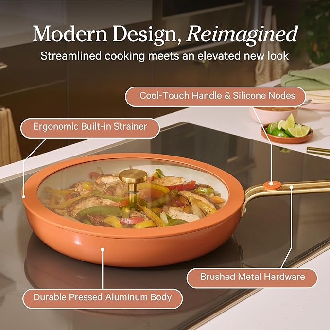 Our Place 17-Piece Essentials Complete Cookware Set - Ceramic Fry Pans, Saucepans, Sauté Pan, Stock Pot, Strainer Basket & Modular Storage | Thermakind™ Nonstick, Oven Safe up to 450°F | Char