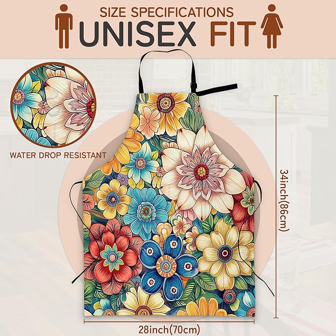 Cooking Aprons for Men and Women,Adjustable Bib Chef Apron with 2 Pockets, Soft and Durability Kitchen Apron