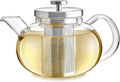 Teabloom Connoisseur Glass Teapot with Stainless Steel Infuser for Loose Tea – 4-Cup Capacity, Stovetop-Safe, Durable Borosilicate Glass, Perfect for Hot and Iced Tea
