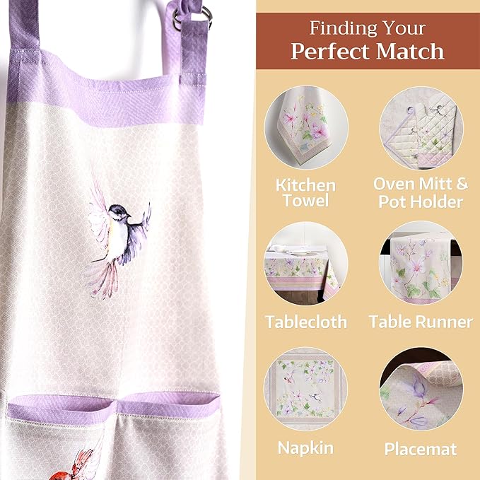 Maison d' Hermine 100% Cotton Apron for women with Pocket Kitchen Chef Apron for Men Cooking Gardening Server Waitress