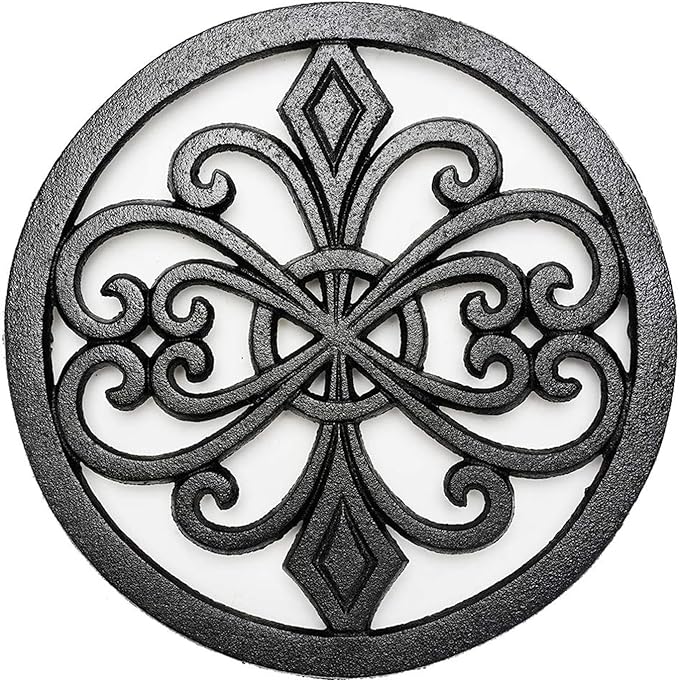 Sungmor Heavy Duty Cast Iron Round Metal Trivet,Rustproof Black Racks Stands Holders for Hot Pans or Teapot,Kitchen or Dinning Table Decorations