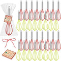 24 Sets 10 Inch Christmas Whisks Supplies Gifts Sets, Includes Silicone Whisks, Greeting Cards, Ribbons, Plastic Bags DIY Fillable Christmas Tree Ornaments for Xmas Cooking Supplies Gift