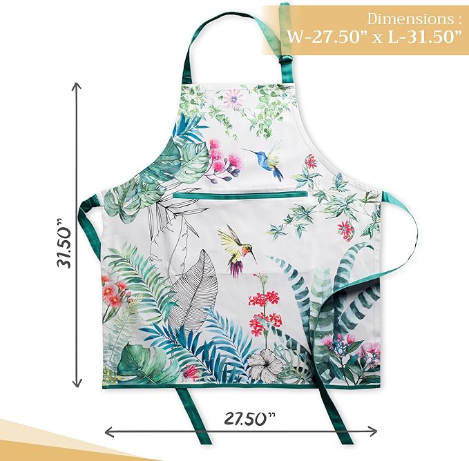 Maison d' Hermine 100% Cotton Apron for women with Pocket Kitchen Chef Apron for Men Cooking Gardening Server Waitress