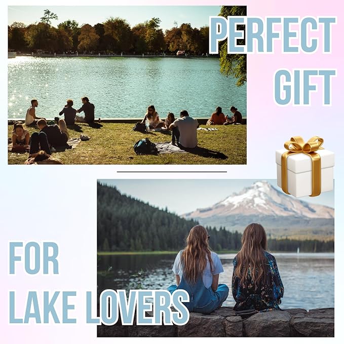 Onebttl Lake House Gifts for Women, 20oz Stainless Steel Insulated Tumbler, Housewarming Gifts for Lake Lovers - Silver Blue, Lake Life