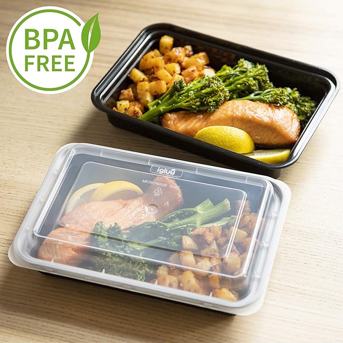 Igluu Meal Prep Containers Reusable (10 Pack) – Food Containers with Lids – Stackable, Microwave, Freezer & Dishwasher Safe – 28oz – 1 Compartment – BPA-Free