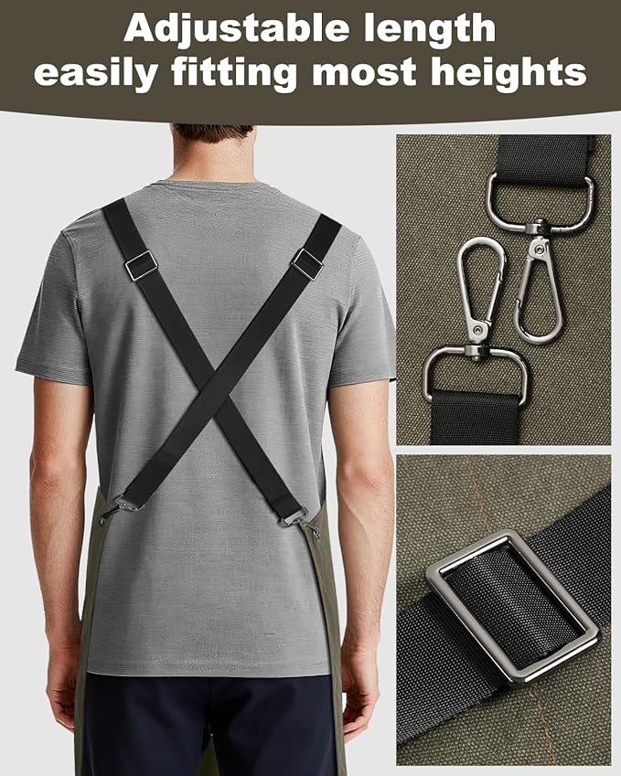 Kitchen Apron - 3 Large Pockets, Cross Back Apron With Adjustable Straps, Cooking Kitchen Chef Apron For Women And Men, Wear-Resistant & Easy To Clean.