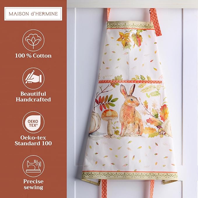 Maison d' Hermine 100% Cotton Apron for women with Pocket Kitchen Chef Apron for Men Cooking Gardening Server Waitress