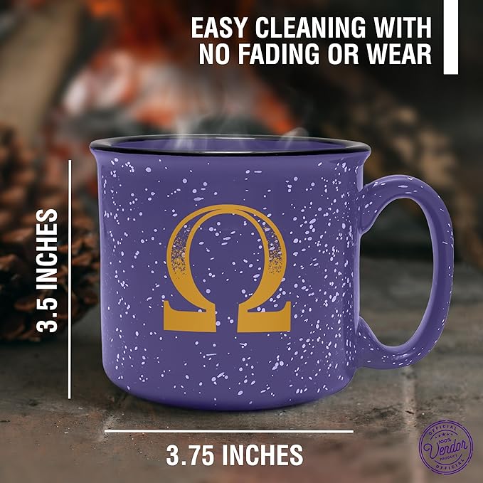 BBGreek Omega Psi Phi Fraternity Paraphernalia - Official Vendor - 15 oz Ceramic Campfire Mug - OMEGA