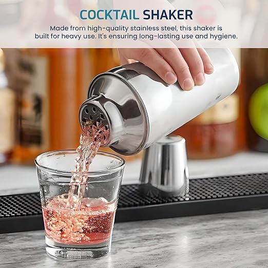 OCS Parts 3-Piece Stainless Steel Cocktail Shaker | 16-Ounce | Makes Perfect Mixed Drinks, Cocktails, and Coffees