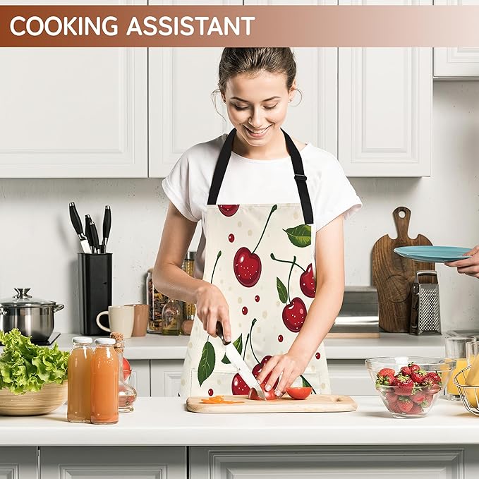 Cooking Aprons for Men and Women,Adjustable Bib Chef Apron with 2 Pockets, Soft and Durability Kitchen Apron