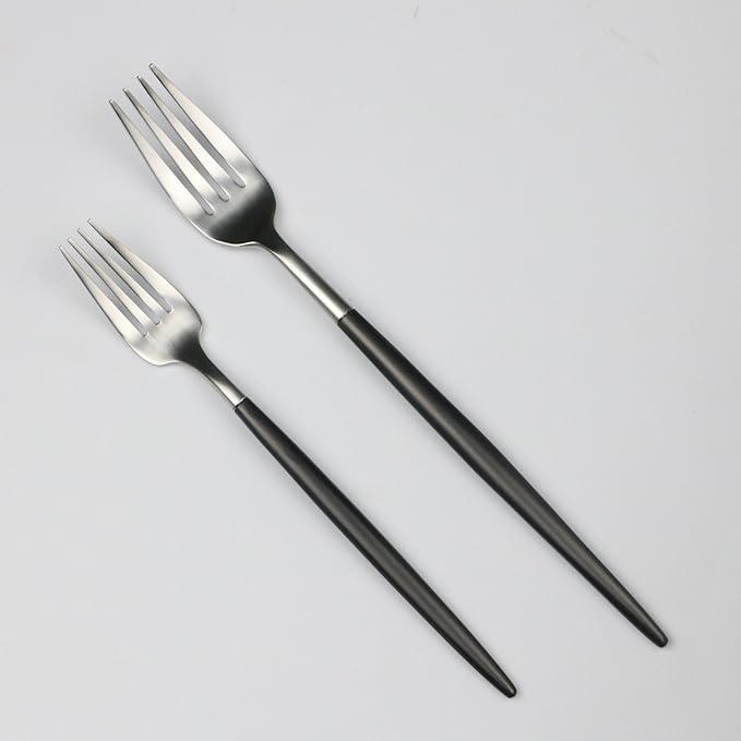 Customized 20-Piece 18/10 Stainless Steel Flatware Set, Serive for 4, With Fork Spoons Knife Teaspoon Dessert Fork for Home Kitchen Restaurant Hotel (Black + Silver)