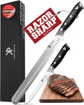 Kitchen perfection BBQ Carving Set for Meat -12” Brisket Slicing Knife +6” Boning Knife with Sheaths - Razor Sharp, Premium German Steel, Full Tang Ergonomic Handles- Perfect Grilling Gifts for Men