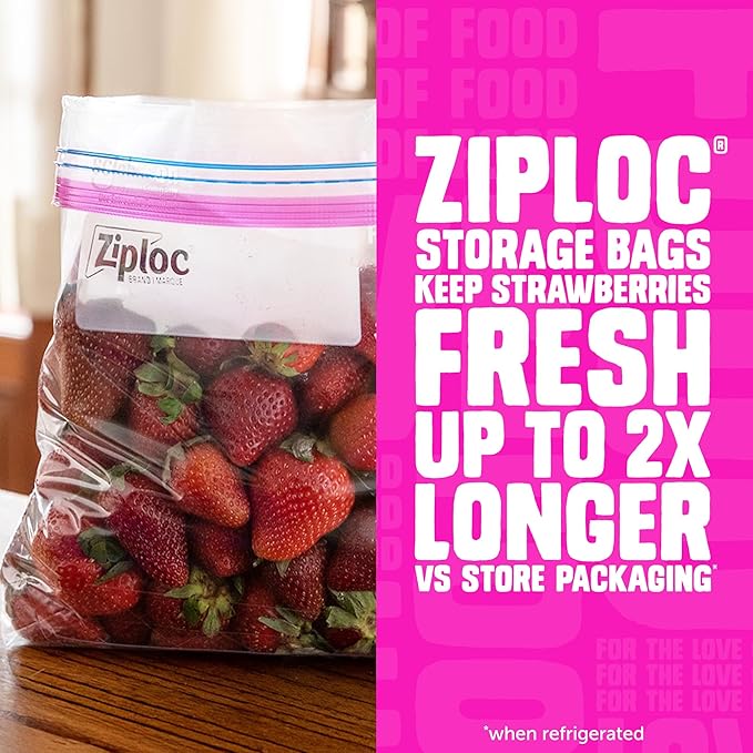 Ziploc Gallon Food Storage Bags, Stay Open Design with Stand-Up Bottom, Easy to Fill, 96 Count (Packaging May Vary)