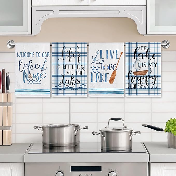 pinata Lake House Decor for The Home, Lake Life Decor, Lake House Gifts, Life is Better at The Lake, Decorative Kitchen Towels, Hand Towels, Tea Towels, Housewarming Gift for New Home