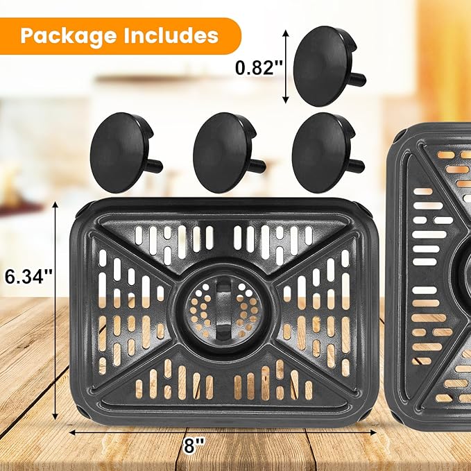 GWY Air Fryer Grill Pan for Ninja Foodi DZ401 DZ550 10 Quart DualZone Air Fryer, Replacement Crisper Plate Grill Plate Tray Accessories with Rubber Bumpers, Dishwasher Safe