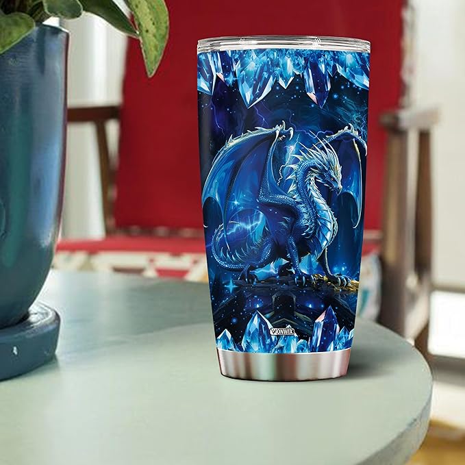 Blue Dragon Tumbler Gifts for Women Girls Daughter Coffee Cup 20oz Stainless Steel Insulated with Lid Water Bottle Travel Mug Gift for Dragon Lover Christmas Birthday Mothers Day Valentines