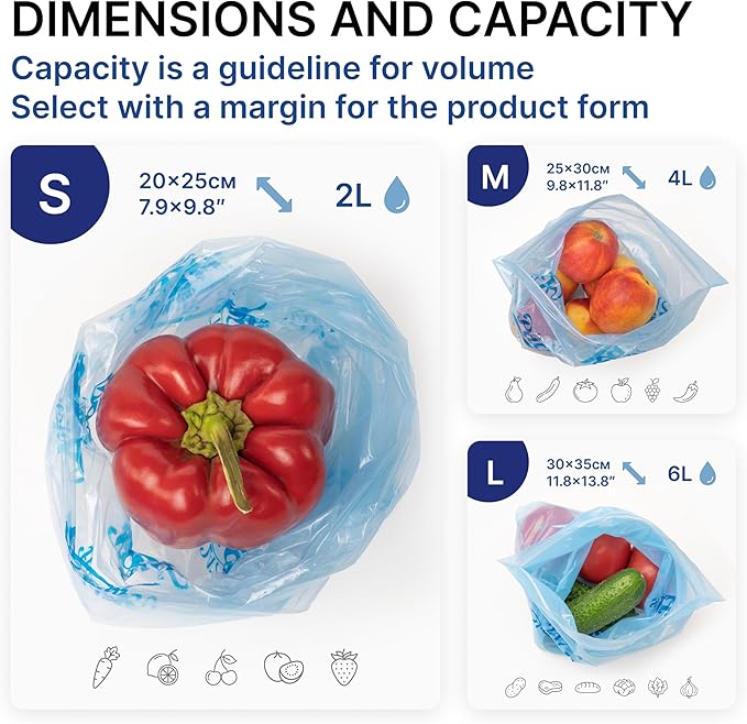 Freshpack 247 Zipper Bag 8×10 inches (0.5 gallon) Size S – Food Storage, Snack & Sandwich Bags, Helps Keep Produce Fresh up to 3× Longer – Biodegradable, BPA-Free, UV-Shielded, Washable, SGS Tested