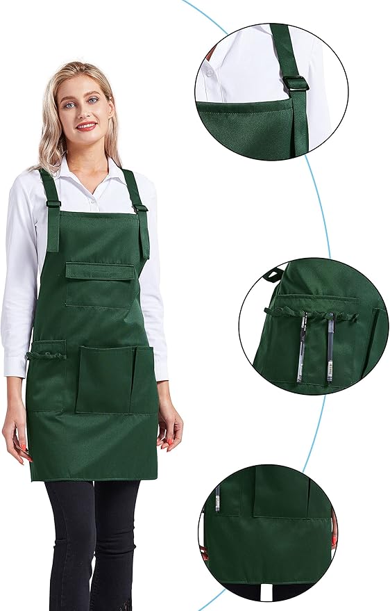 Nanxson Adjustable Women Bib Apron Multi Function Professional Salon Stylist Work Apron with Tool Pockets CF3010