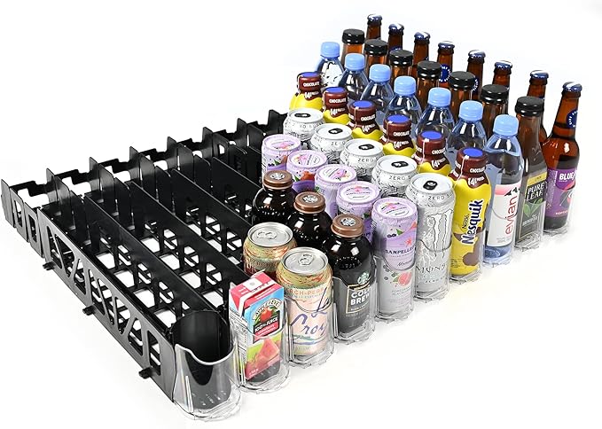 Display Technologies Visi-FAST Spring Push Drink Dispenser, Refrigerator Organizers and Storage for 12/16 oz Beverages, Bottles, and Cans, Drink Dispenser for Fridge, Commercial and Home, (Pack of 1)