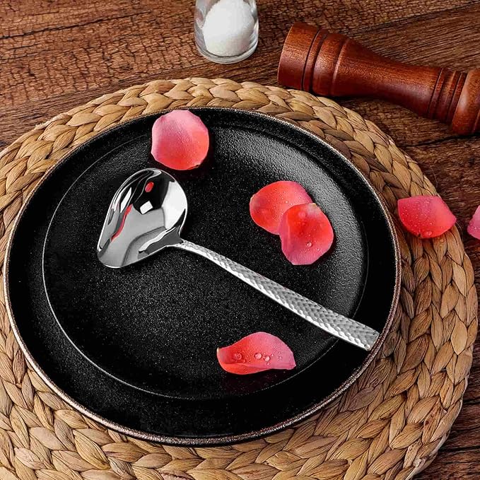 KEAWELL Louis Hammered 18/10 Stainless Steel Sauce Ladle With Pouring Spout, Great small sauce spoon for gravies and dressings, 7.4 Inch, Dishwasher Safe (2)