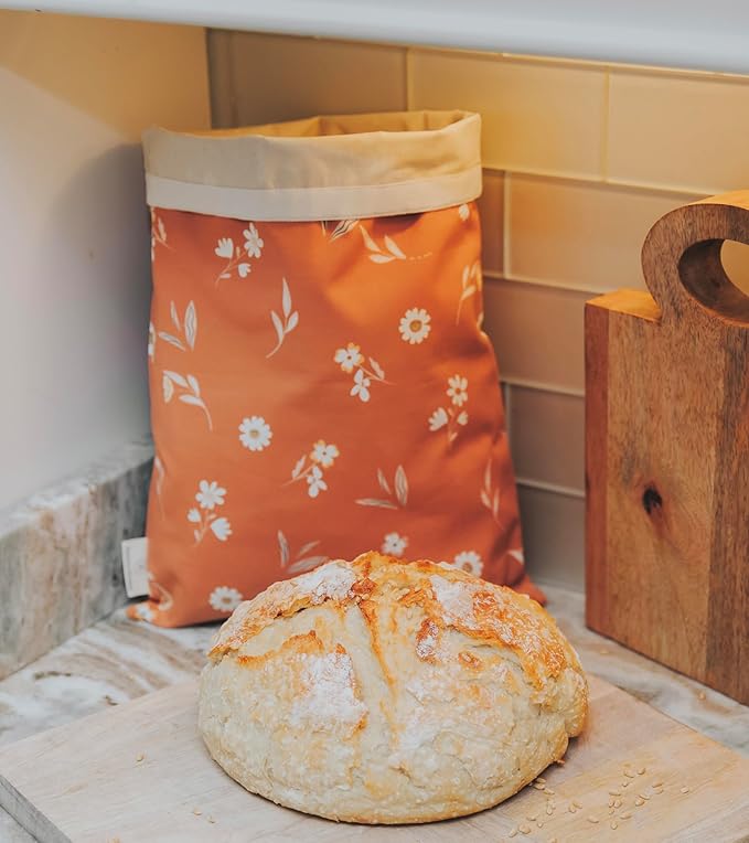 Reusable Beeswax Bread Bag 2 Pack –12x17 Bread Bag for Homemade Sourdough, Beeswax Coated Organic Cotton Storage Bag for Loaf Baguette, Freezer Safe, Eco-Friendly Wrap Birds