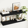 Fun Memories 36Inch Floating Shelves, 9.3Inch Deep Rustic Wall Shelves - Extra Deeper & Thicker Wall Mounted Storage Shelf for Kitchen, Farmhouse - Set of 2 - Rustic Black