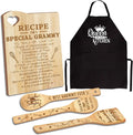 Christmas Grammy Gifts, Gifts for Grammy for Grandma Wooden Cutting Board with Cooking Utensils Set with Apron from Grandkids Kitchen Set