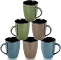 Ceramic Coffee Mugs 12oz, Set of 6 - Large With Handle for Men, Women, Dad, Mom - Modern Cups for Tea, Latte, Cappuccino, Cocoa (6 Pack)