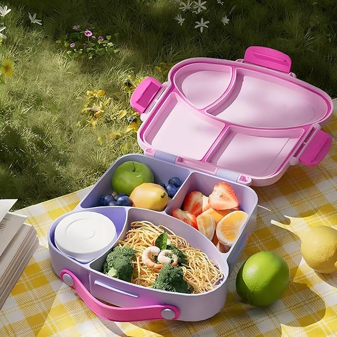 Lunch boxes for kids， Leakproof Bento box with Compartments - BPA-Free & Chemical Dye-Free, Suitable for children of all ages, Perfect for School Lunches, Picnics & Short Trips . (Taro Purple)